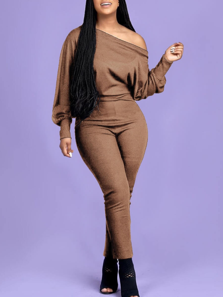 

Lovely Leisure Basic Coffee One-piece Jumpsuit