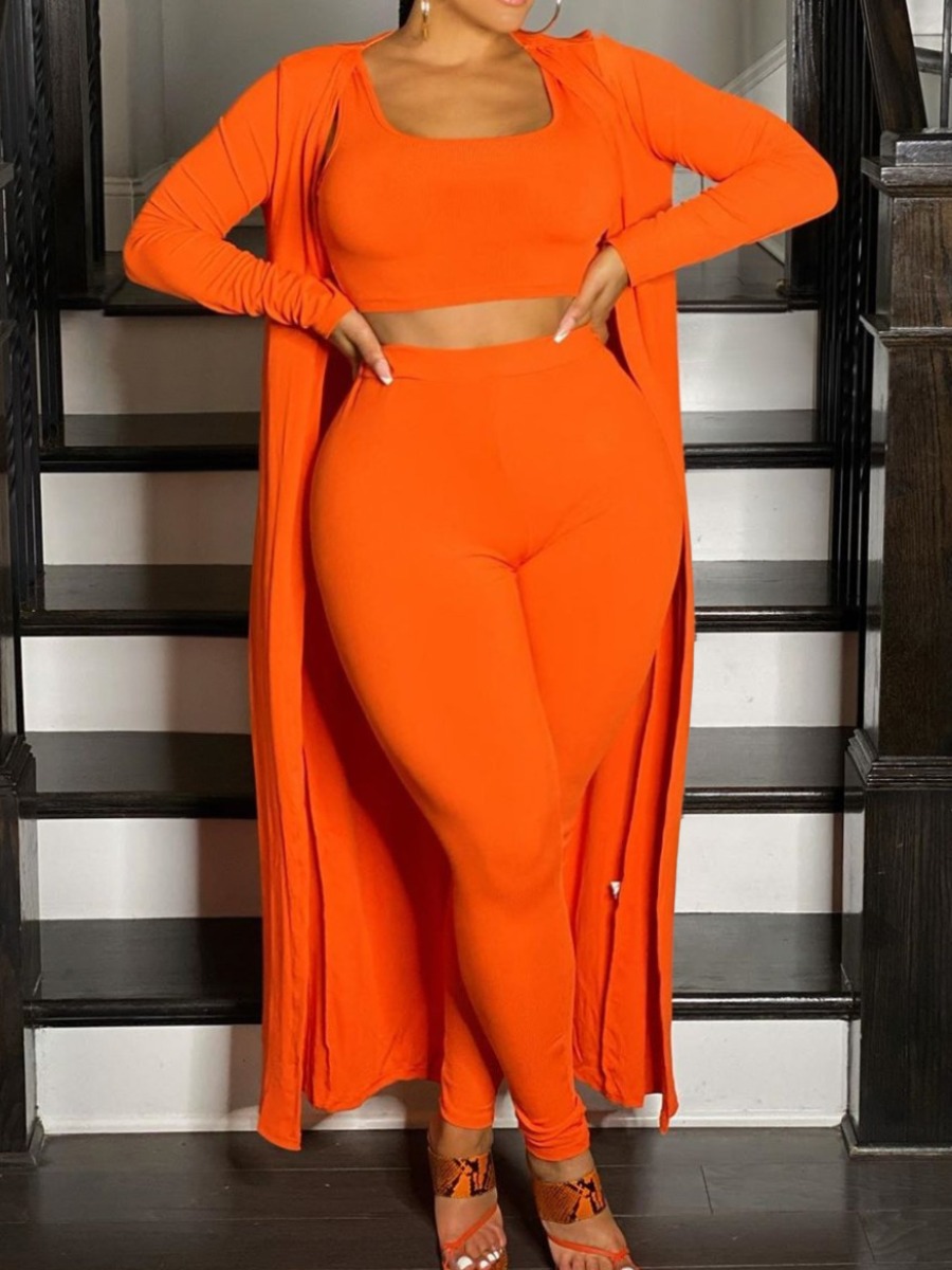 

lovely Leisure Basic Skinny Jacinth Plus Size Two-piece Pants Set