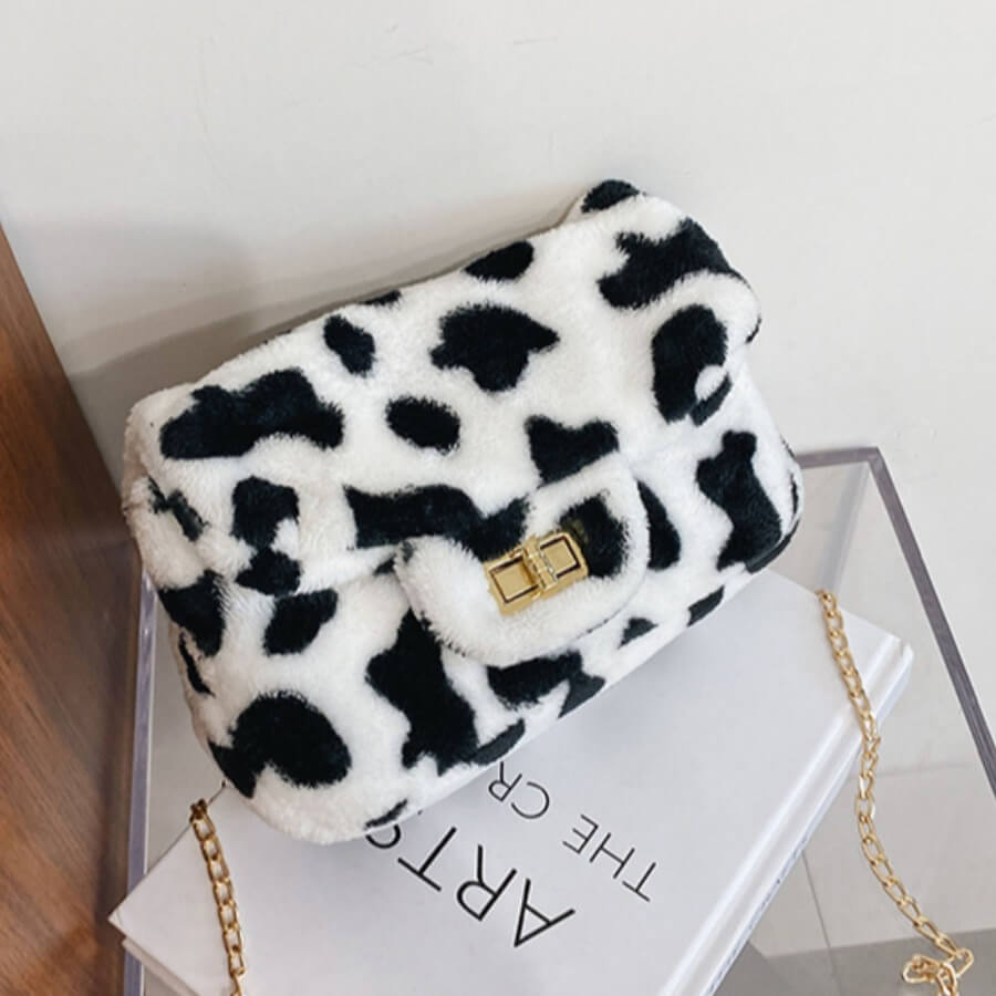 

Lovely Stylish Print Chain Strap White Crossbody Bag