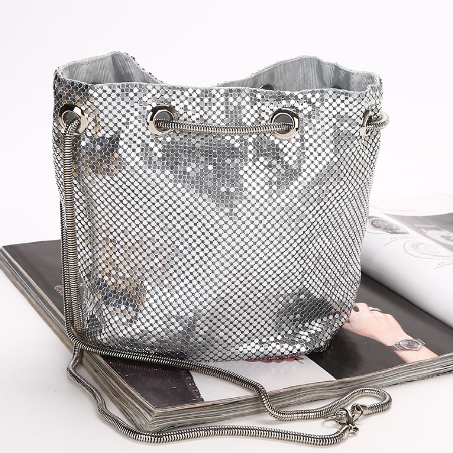 

lovely Chic Sequined Silver Crossbody Bag