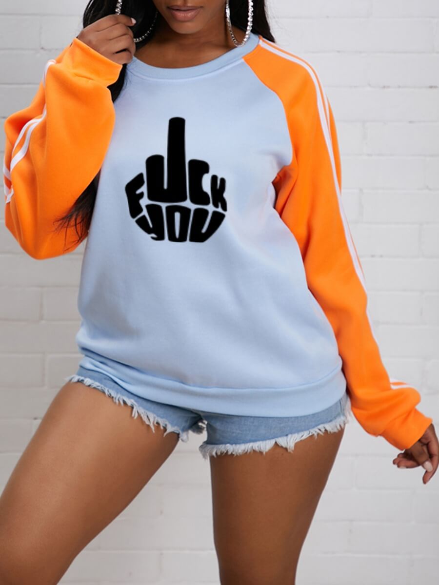 

Lovely Casual O Neck Print Patchwork Grey Hoodie
