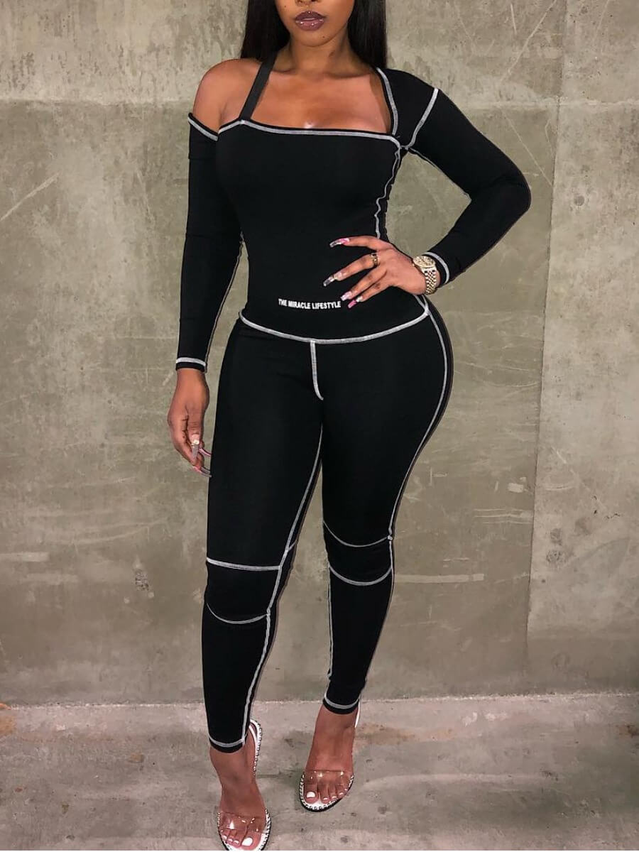 

Lovely Trendy Patchwork Black One-piece Jumpsuit