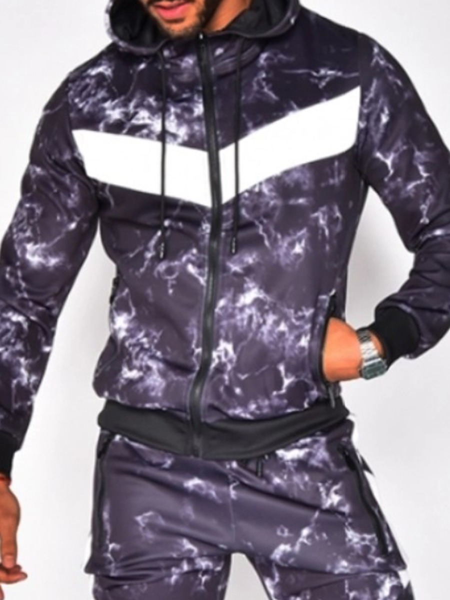 

lovely Casual Hooded Collar Tie-dye Purple Men Hoodie