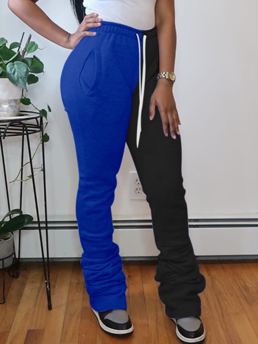 

Lovely Street Patchwork Fold Design Blue Pants