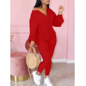 Lovely Leisure Zipper Design Red One-piece Jumpsui