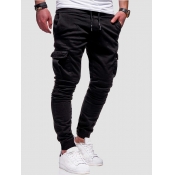 lovely Casual Pocket Patched Black Pants