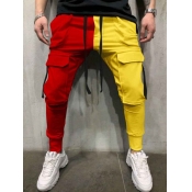 Lovely Men Street Patchwork Red Pants