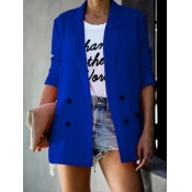 lovely Trendy Turn-back Collar Buttons Design Blue