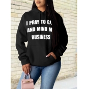 LW Letter Print Kangaroo Pocket Hoodie