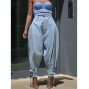 Lovely Casual Loose Baby Blue Jeans