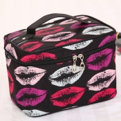 lovely Chic Lip Print Black Makeup Bags