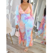 Lovely Trendy Tie Dye Blue Two Piece Pants Set