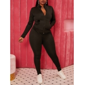 LW Turndown Collar Zipper Design Tracksuit Pants S