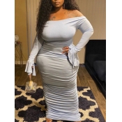 lovely Trendy Dew Shoulder Fold Design Grey Two Pi