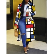 LW Plus Size Stylish Turndown Collar Print Multico