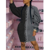 Lovely Casual Patchwork Bandage Design Black Knee 