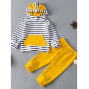 lovely Sportswear Hooded Collar Striped Yellow Boy