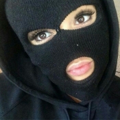 Lovely Hollow-out Black Facekini Face Mask