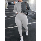 LW Street Patchwork Bandage Design Grey Two Piece 