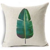 Lovely Cosy Leaf Print Green Decorative Pillow Cas