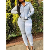 Lovely Casual Hooded Collar Patchwork Zipper Desig