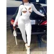 Lovely Sexy Hollow-out White One-piece Jumpsuit