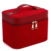 Lovely Casual Zipper Design Red Makeup Bag