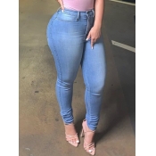 Lovely Casual Basic Skinny Baby Blue Jeans
