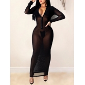 Lovely Sexy Zipper Design See-through Black Ankle 