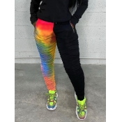 Lovely Casual Fold Design Tie-dye Red Pants