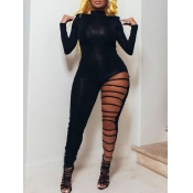 LW SXY Plus Size Hollow-out Skinny Black One-piece