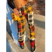 LW COTTON Street Grid Print Yellow Pants