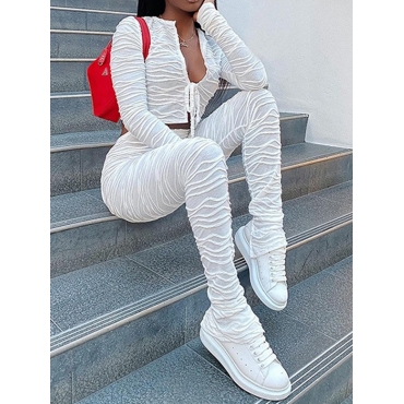 

LW Ruched Bandage Design Pants Set, White