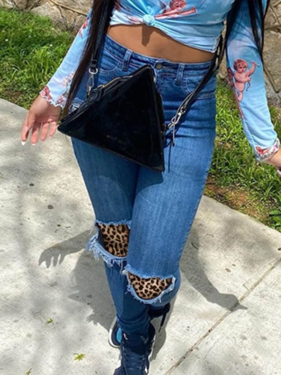 

Lovely Stylish Patchwork Blue Jeans