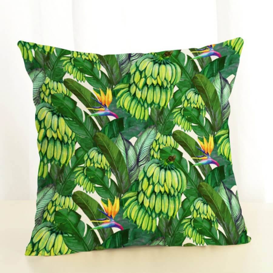 

Lovely Stylish Plants Print Green Decorative Pillow Case