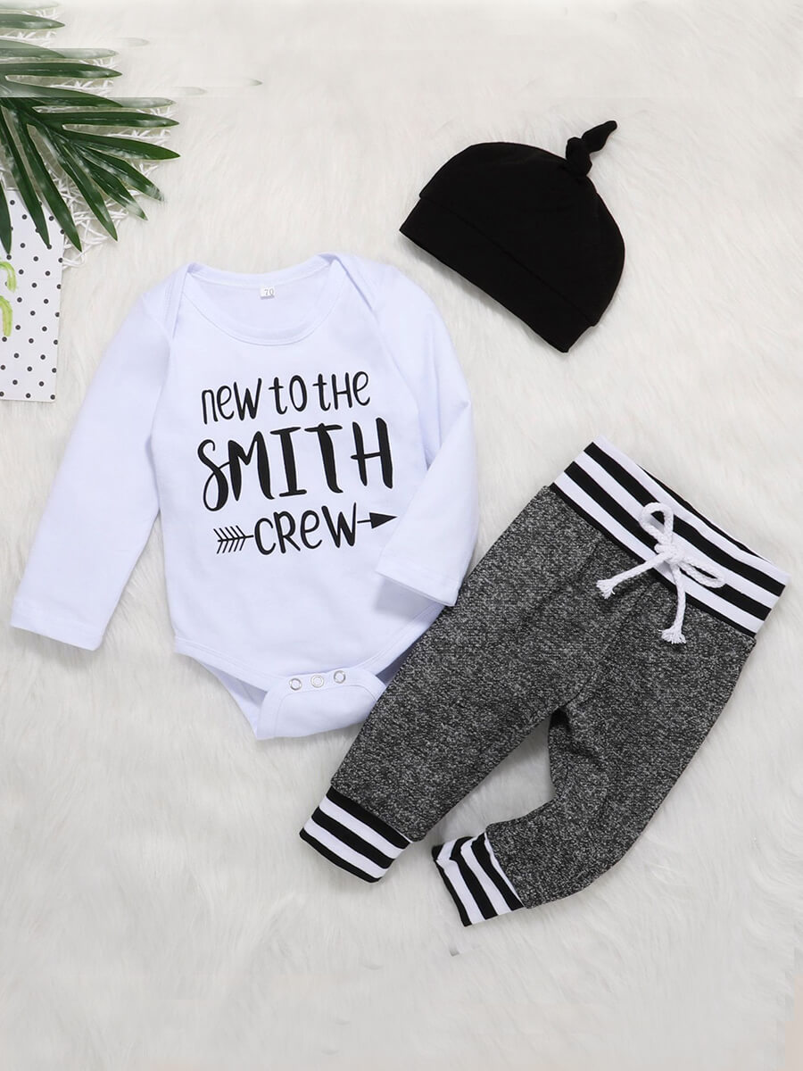 

Lovely Casual O Neck Letter Print White Boy Two-piece Pants Set