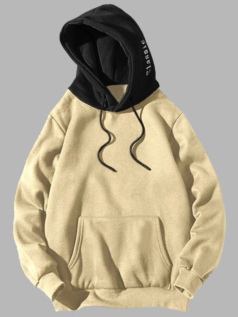 

lovely Casual Hooded Collar Patchwork Apricot Men Hoodie
