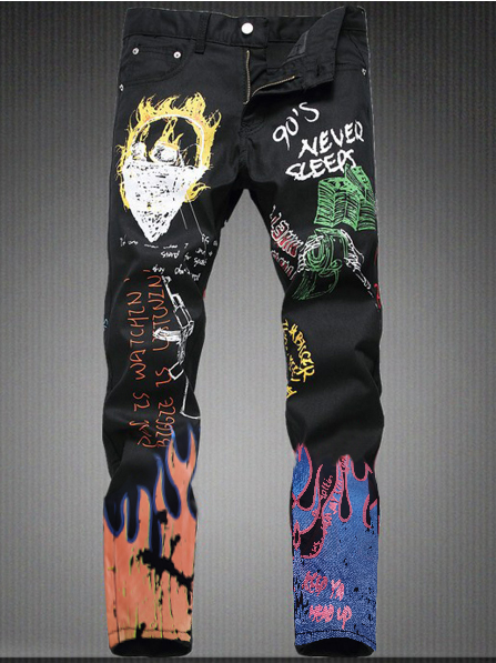 

Lovely Trendy Print Black Men Jeans