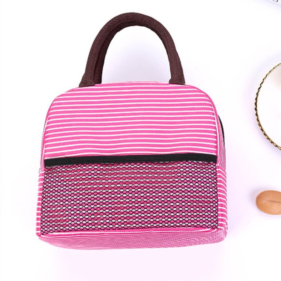 

Lovely Leisure Striped Rose Red Lunch Box Bag