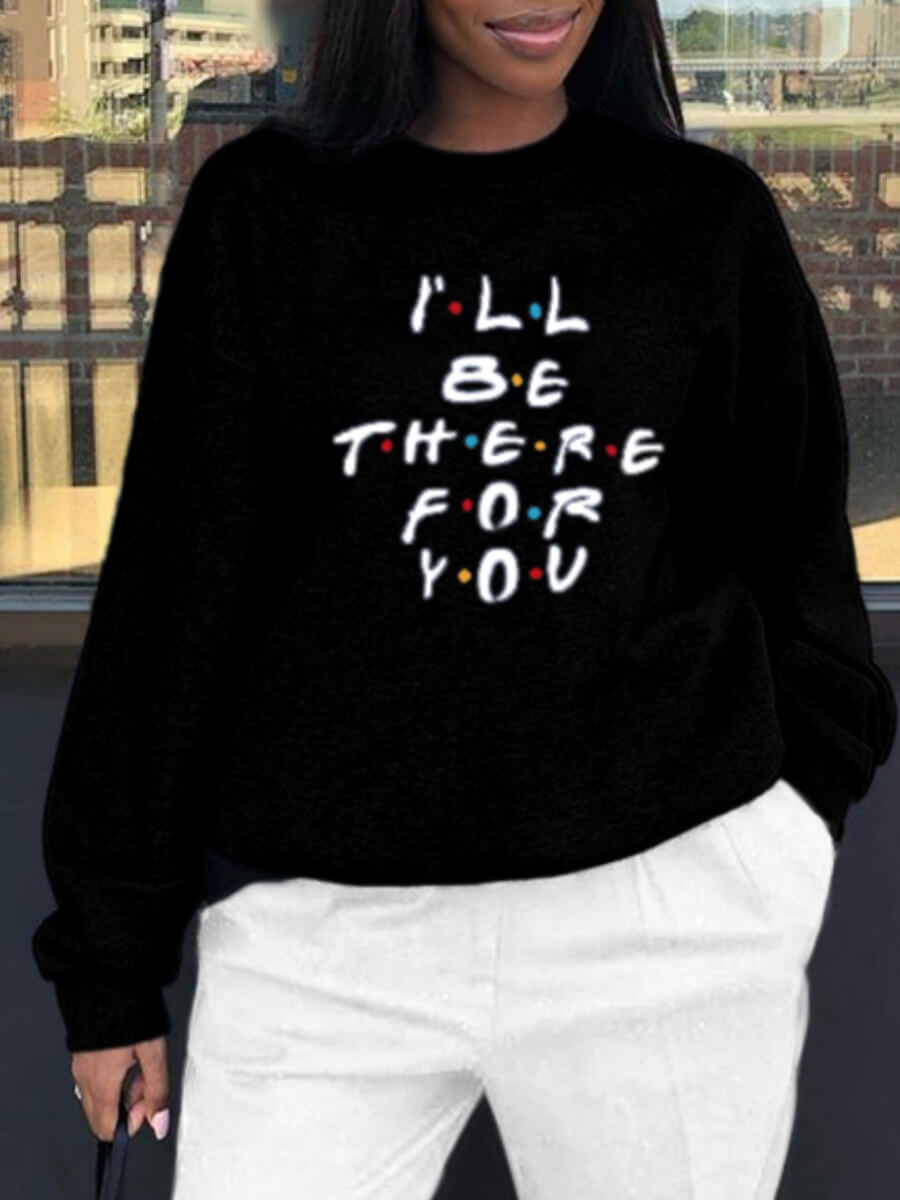 

Lovely Casual O Neck Letter Print Black Plus Size Hoodie