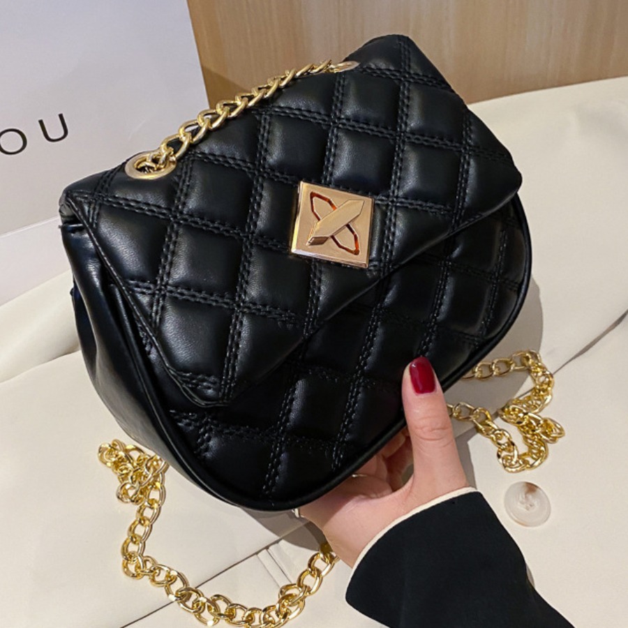 

Lovely Chic Chain Strap Black Crossbody Bag
