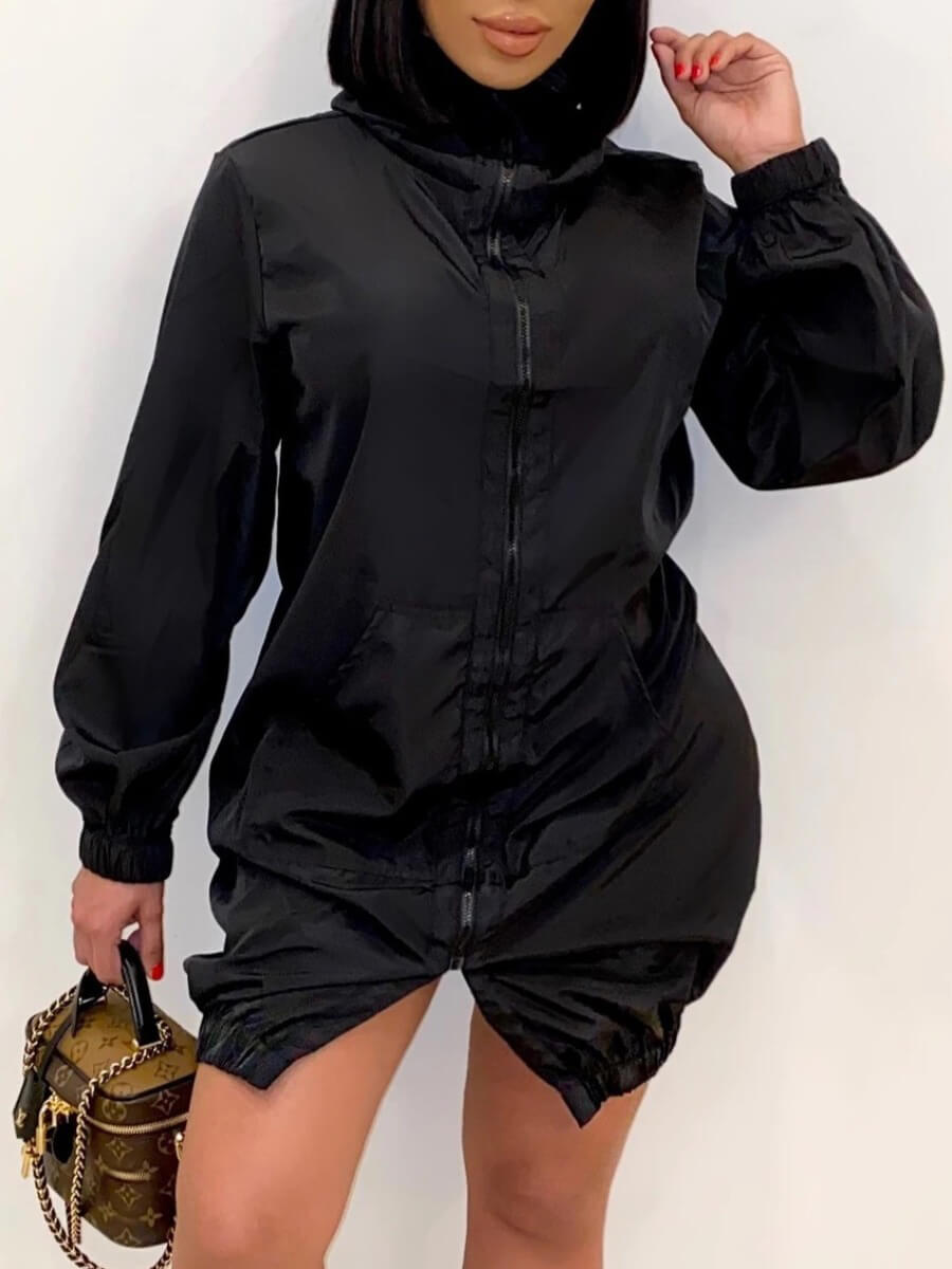 

Lovely Chic Zipper Design Black Mini Dress