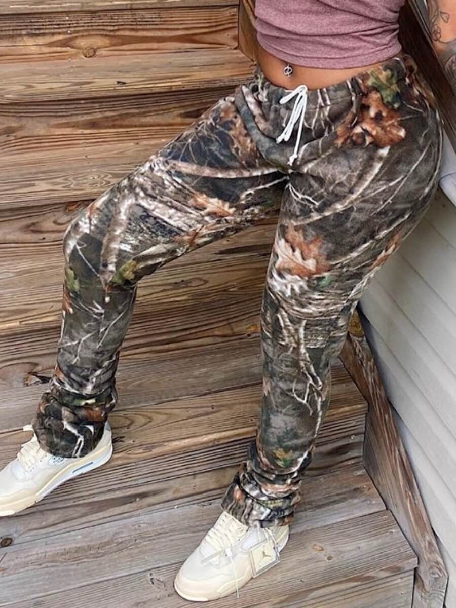 

Lovely Street Print Skinny Brown Pants