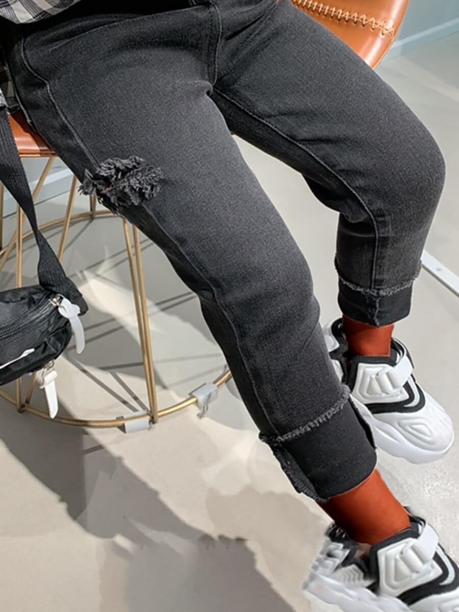 

Lovely Leisure Broken Holes Black Girl Jeans