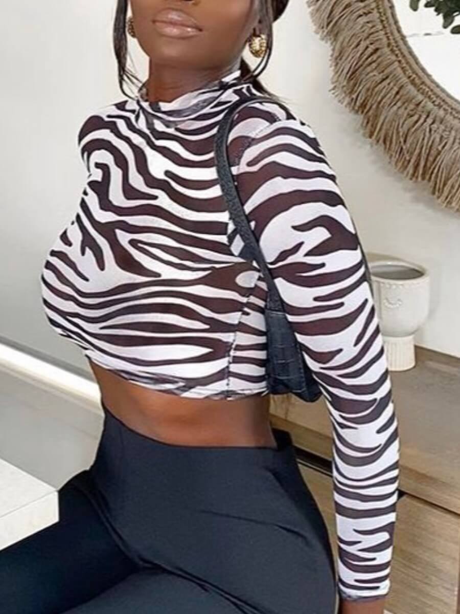 

Lovely Sexy Striped Print Skinny Black T-shirt