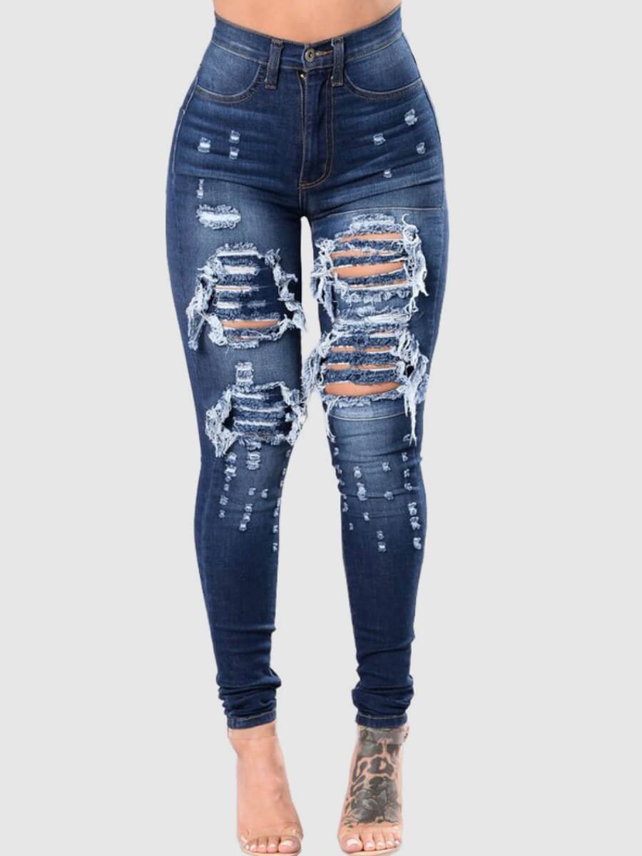 broken holes blue jeans