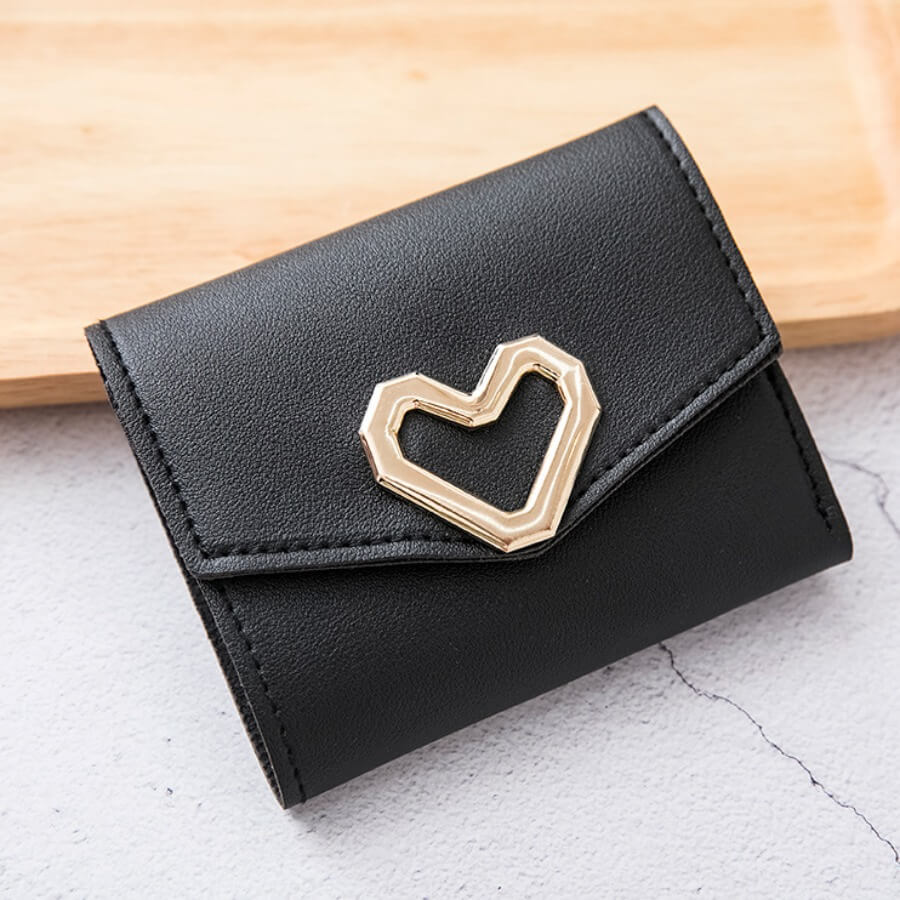 

Lovely Casual Heart Black Coin Purses