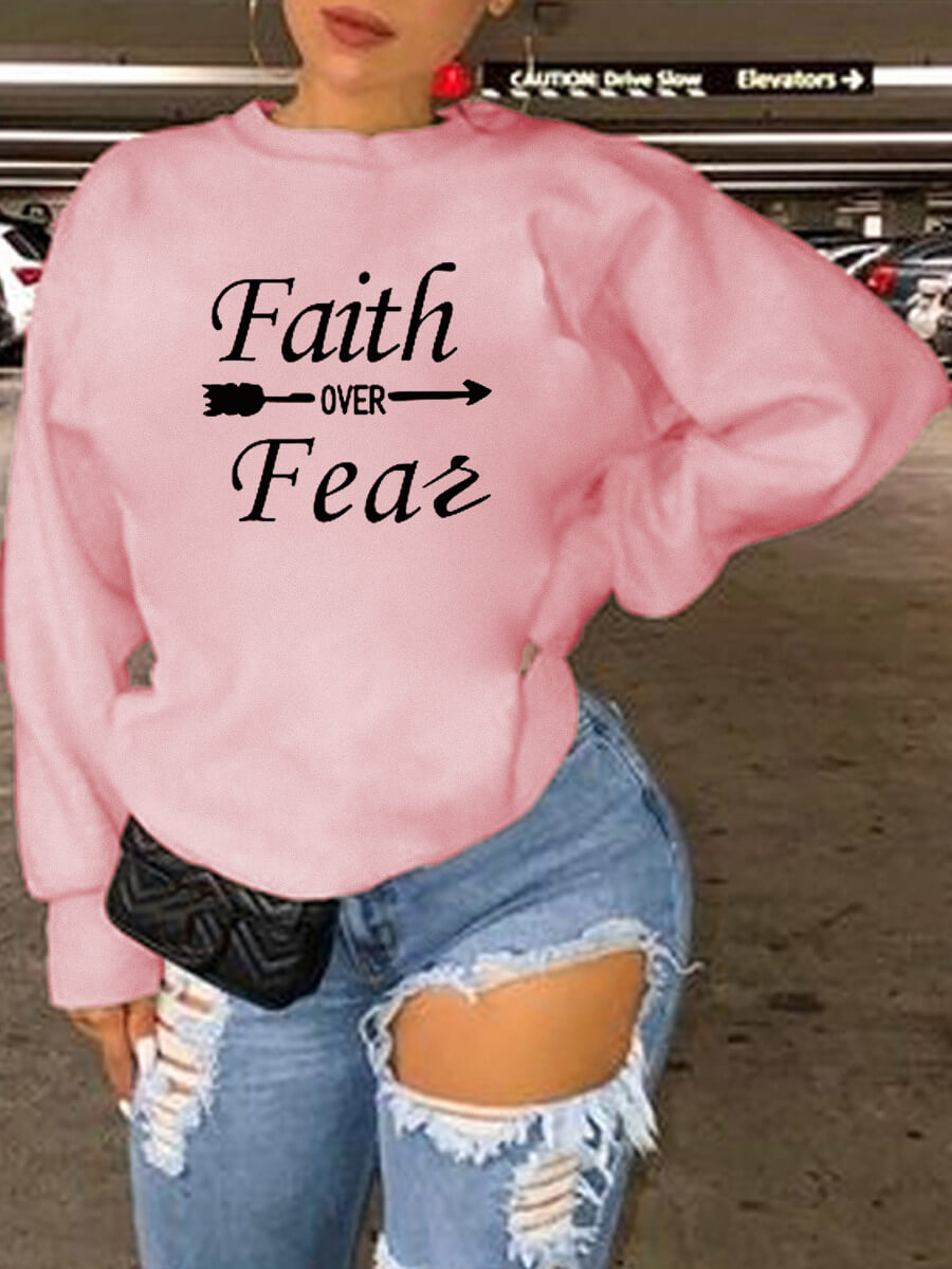 

Lovely Casual O Neck Letter Print Pink Plus Size Hoodie