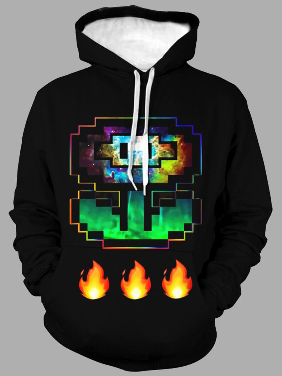 

Lovely Casual Hooded Collar Print Black Men Hoodie