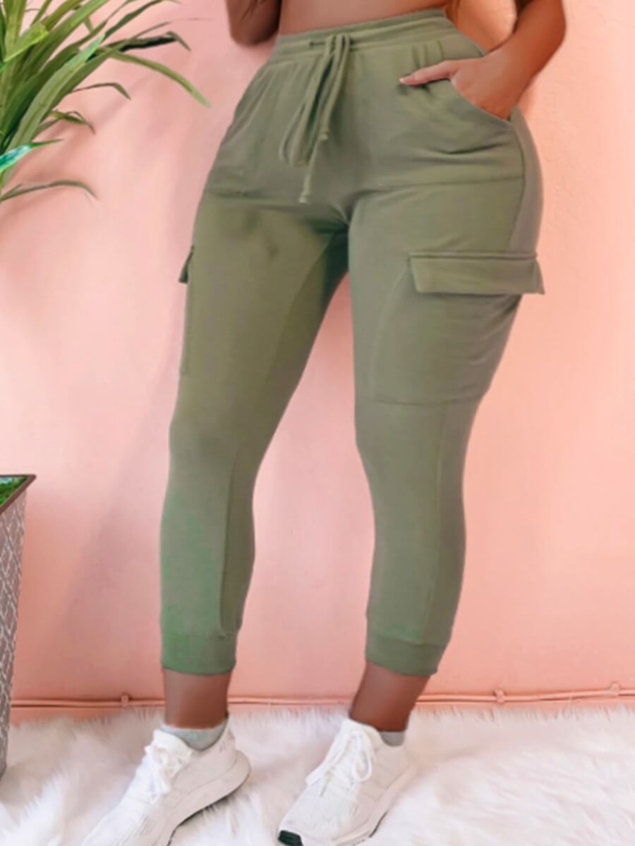 

Lovely Street Pocket Patched Army Green Pants